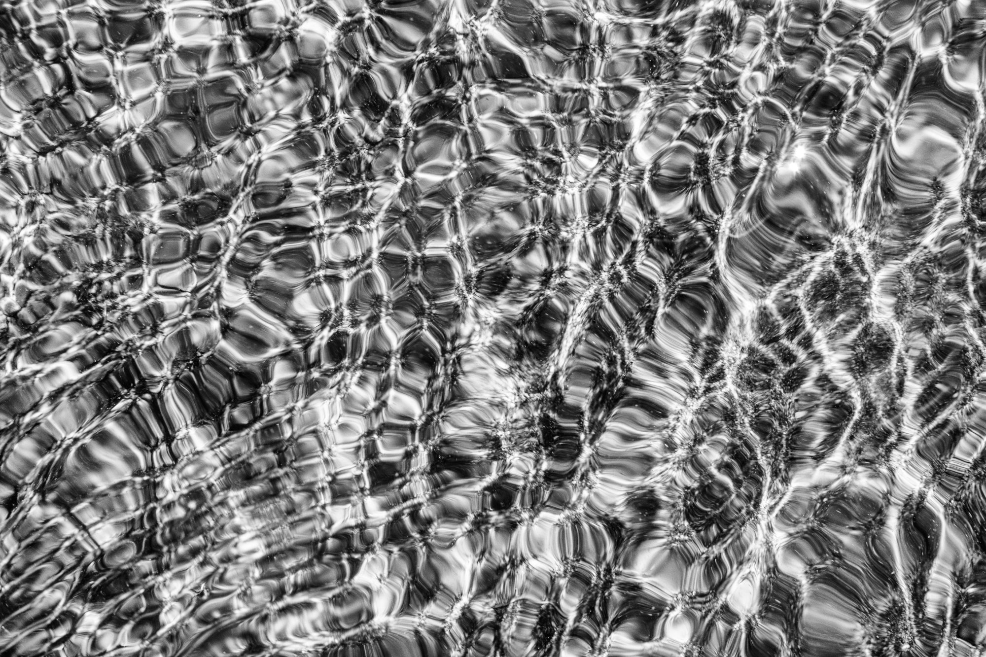 Water surface pattern, light refracting through shallow water creating geometric web